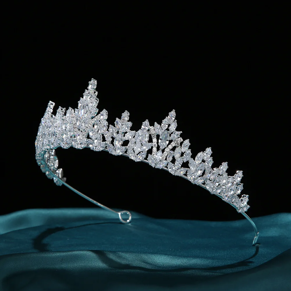 Princess Crowns For Wedding Bride Headdress Cubic Zirconia CZ Bridal Tiara Crown For Women Girl Birthday Party Prom Hair Jewelry