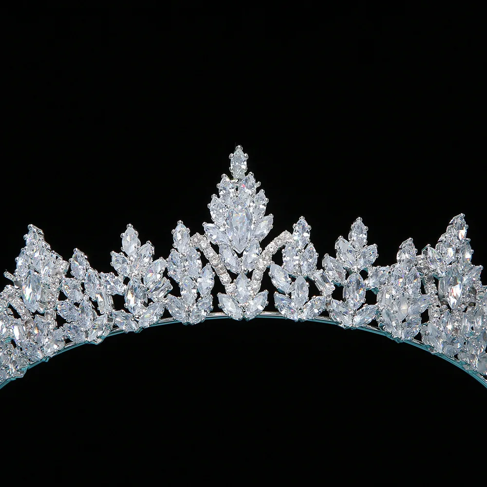 Princess Crowns For Wedding Bride Headdress Cubic Zirconia CZ Bridal Tiara Crown For Women Girl Birthday Party Prom Hair Jewelry