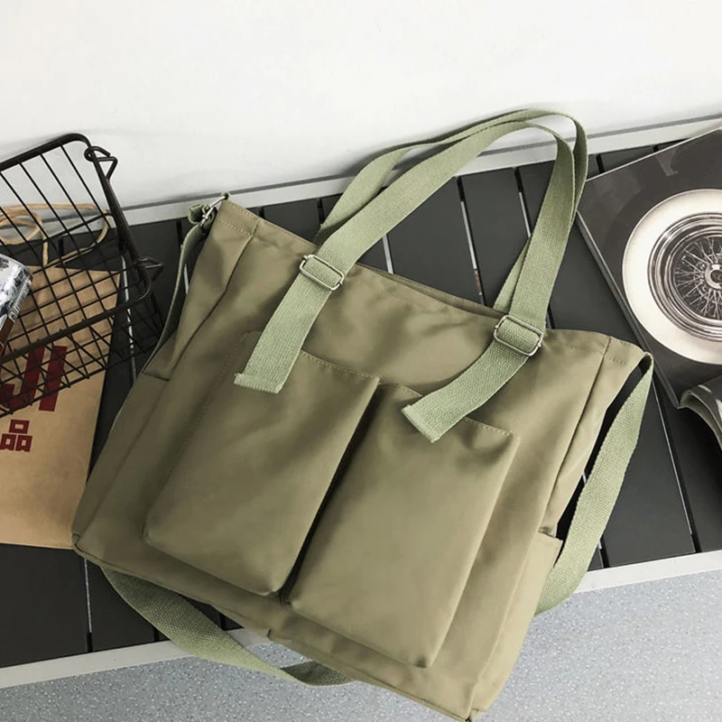 Female Simple Shoppers Bags Fashion Zipper Oxford Shoulder Handbags Waterproof Large Capacity Women's Brand Crossbody Tote Bags