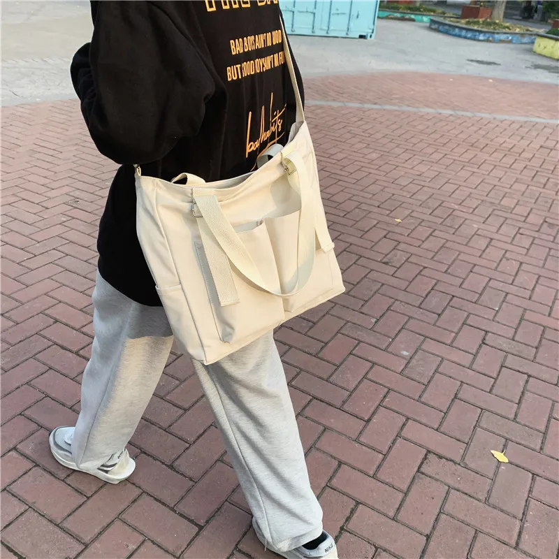 Female Simple Shoppers Bags Fashion Zipper Oxford Shoulder Handbags Waterproof Large Capacity Women's Brand Crossbody Tote Bags