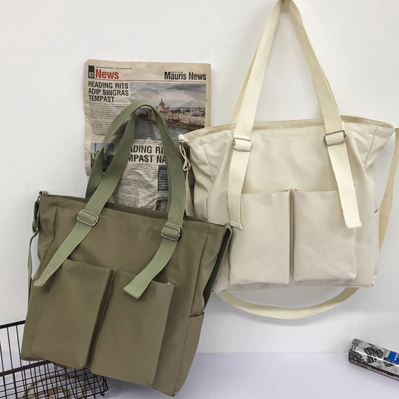 Female Simple Shoppers Bags Fashion Zipper Oxford Shoulder Handbags Waterproof Large Capacity Women's Brand Crossbody Tote Bags