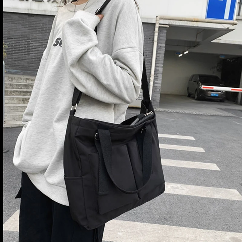 Female Simple Shoppers Bags Fashion Zipper Oxford Shoulder Handbags Waterproof Large Capacity Women's Brand Crossbody Tote Bags