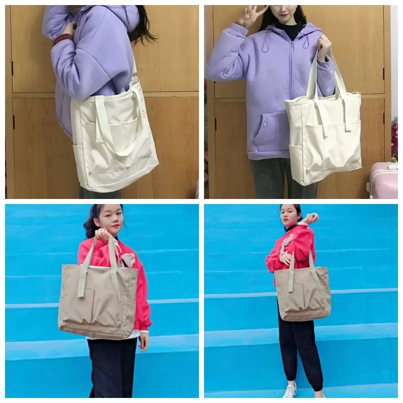 Female Simple Shoppers Bags Fashion Zipper Oxford Shoulder Handbags Waterproof Large Capacity Women's Brand Crossbody Tote Bags
