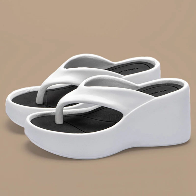 Eva Chunky Platform Thong Flip Flops Women 2026 Summer Clip Toe Wedges Heels Sandals Woman Outdoor Non Slip Beach Slippers