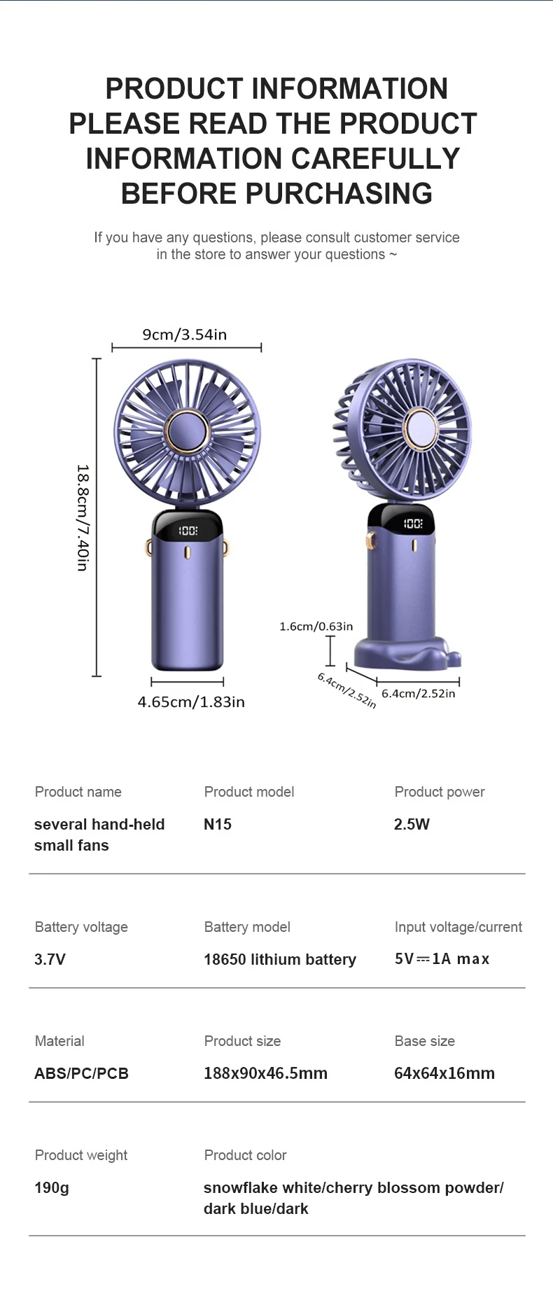 2024 New 1800mAh Portable Fan Rechargeable 90° Foldable Fan Mini Air Conditioner Small Fan Air Cooler with LED Digital Display