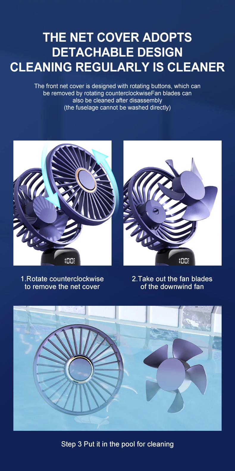 2024 New 1800mAh Portable Fan Rechargeable 90° Foldable Fan Mini Air Conditioner Small Fan Air Cooler with LED Digital Display