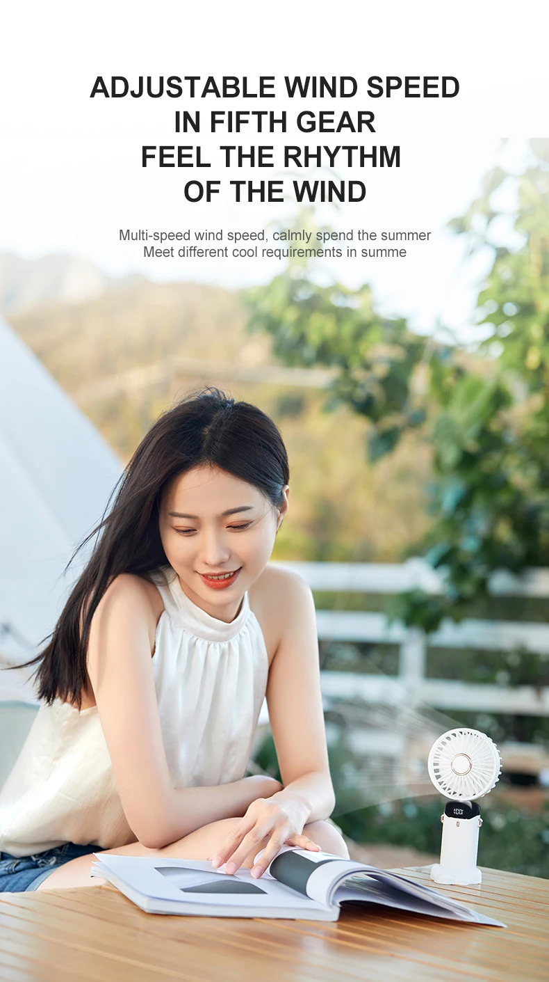 2024 New 1800mAh Portable Fan Rechargeable 90° Foldable Fan Mini Air Conditioner Small Fan Air Cooler with LED Digital Display