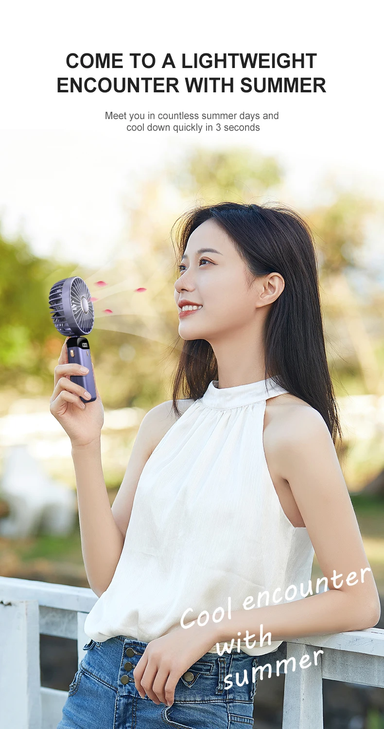 2024 New 1800mAh Portable Fan Rechargeable 90° Foldable Fan Mini Air Conditioner Small Fan Air Cooler with LED Digital Display