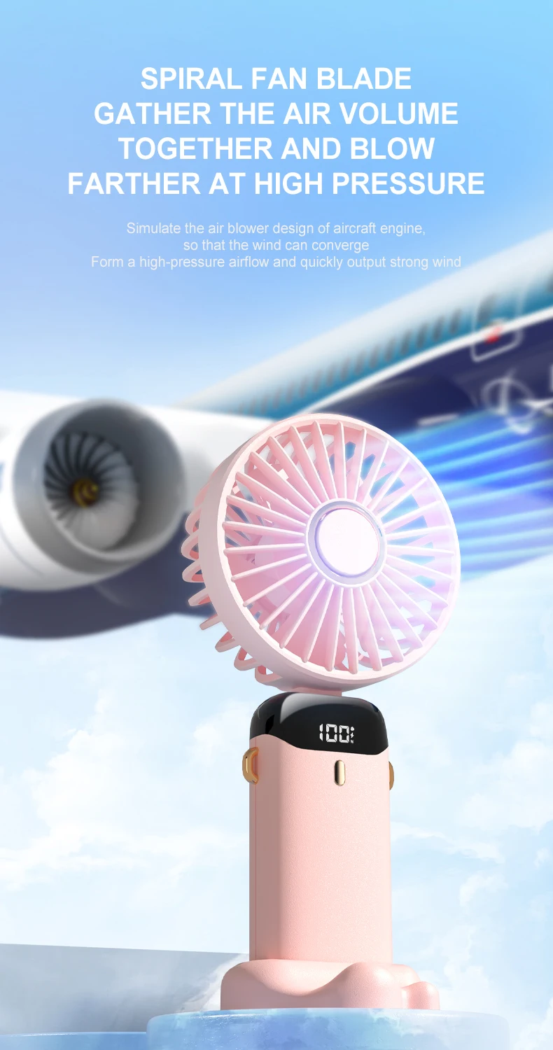 2024 New 1800mAh Portable Fan Rechargeable 90° Foldable Fan Mini Air Conditioner Small Fan Air Cooler with LED Digital Display