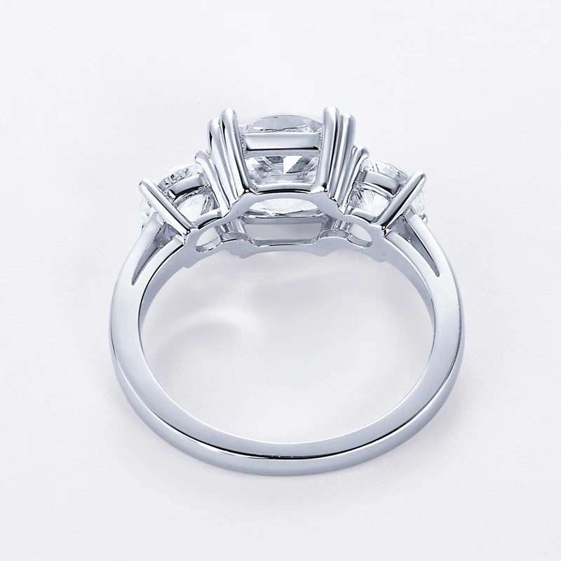 925 Sterling Silver Three Stone Engagement Wedding Ring Luxury Cushion Cut 3.5CTW. Moissanite Promise Band for Women Jewelry