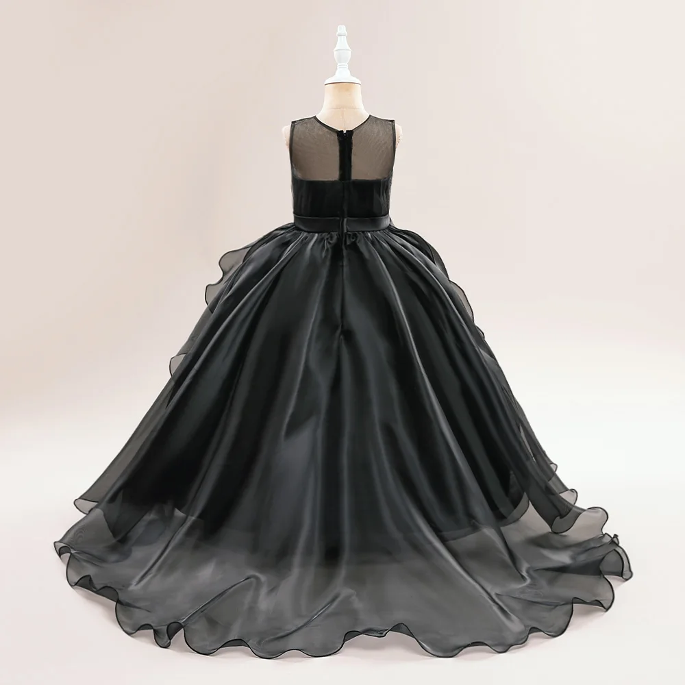 Teens Girls Sequins Princess Party Dresses White Bridesmaid Flower Kids Dresses For Girl Wedding Prom Gown Pink Birthday Vestido