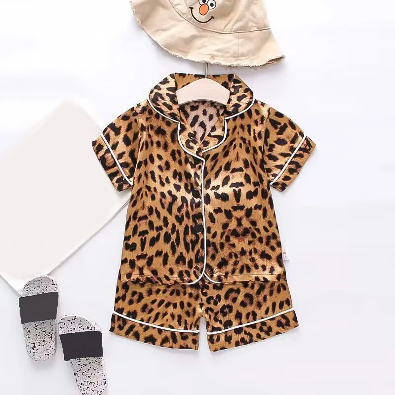 Children's Pajama Set Cartoon Little Bear Girl Ice Silk Satin Top and Pants Set Boys' Pajamas Spring/Summer Baby Set