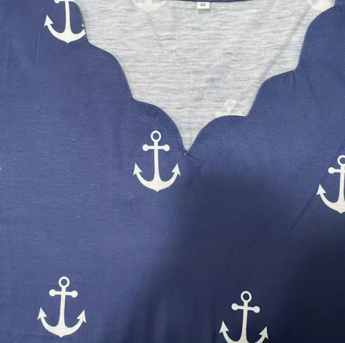 Fashion Fresh Style Summer A-Line Casual Small Boat Medium Stretch Dress Sexy Wave V-Neck Short Sleeve Anchor Print Floral Dress