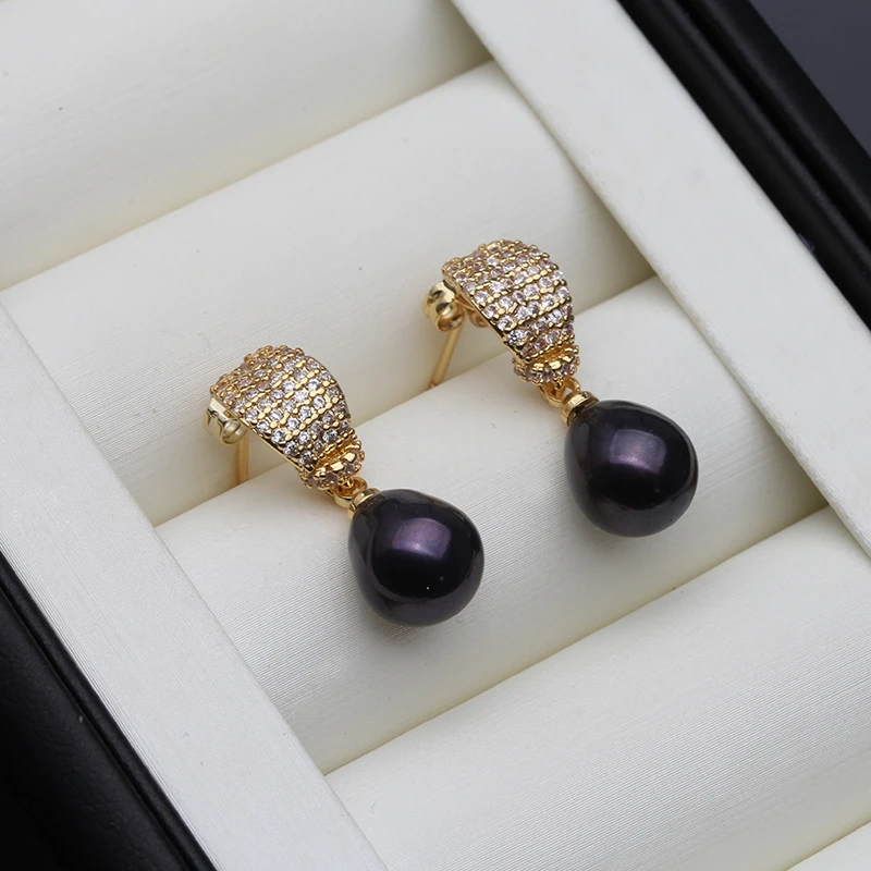Natural Freshwater Pearl Drop Earrings,Real Pearl Elegant Earrings Gold Plated White Pearl Earrings Fine Jewelry Birthday Gifts