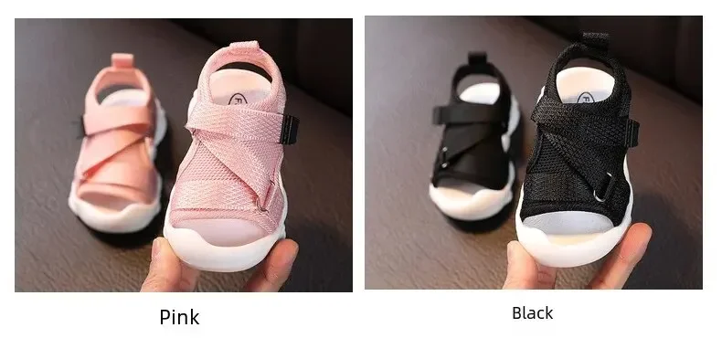 Breathable Summer Sport Shoes Boys Girls Baby Step Learning Shoes Low Cut Beach Slippers Summer Casual Style Mesh Material