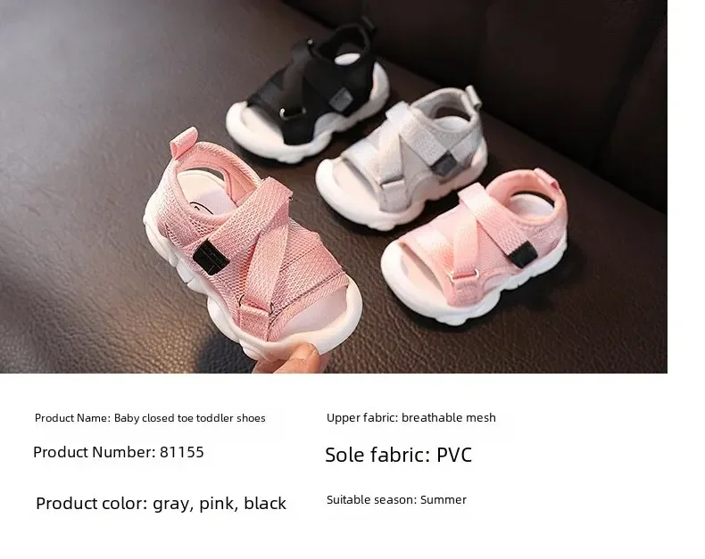 Breathable Summer Sport Shoes Boys Girls Baby Step Learning Shoes Low Cut Beach Slippers Summer Casual Style Mesh Material