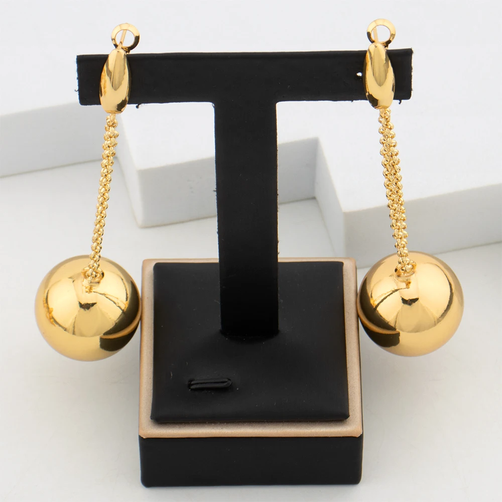 Jewelry Fashion New Drop Earrings Classic Bangle Ring Dubai Necklace Beads Jewelry Set for Women Party Daily Wear Wedding Gift