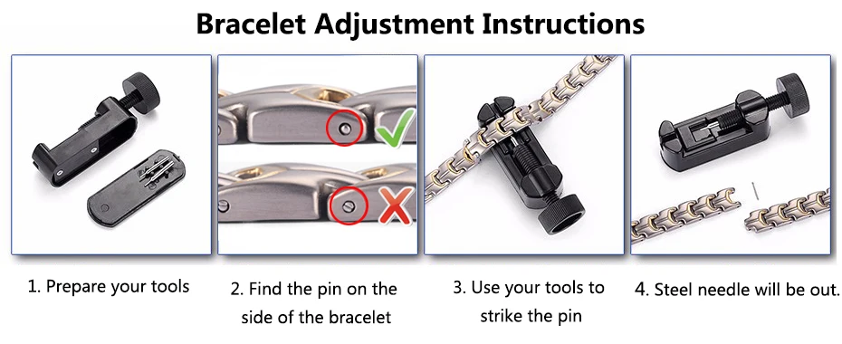 Elegant Titanium Steel Zirconia Crystal Link Bracelet Hematite Magnetic Therapy Couple Bracelets