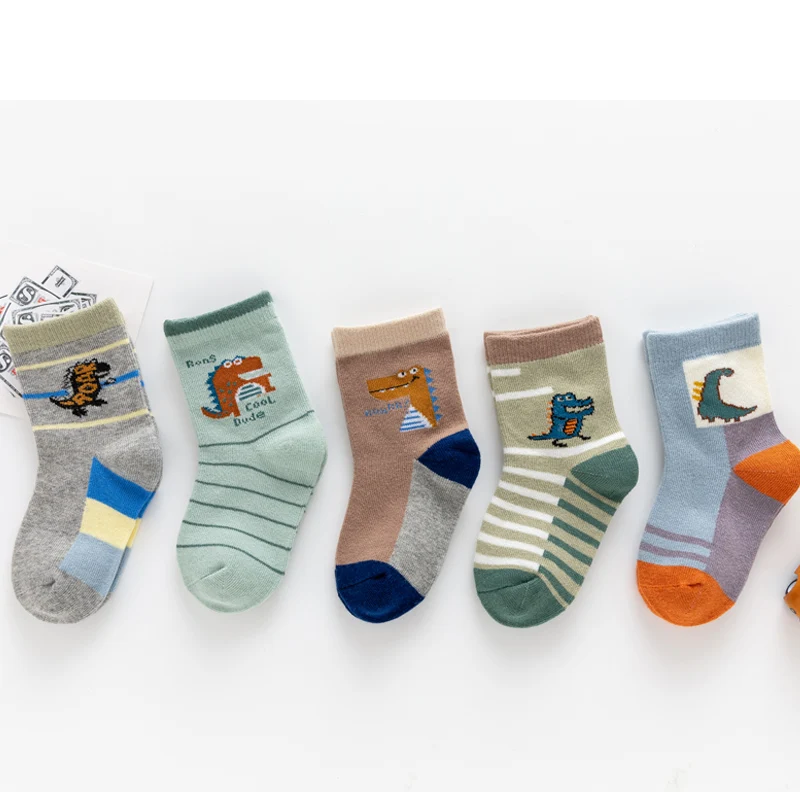Children's Socks Spring and Autumn Boys' Socks Cartoon Cotton Socks Boys' Baby Pure Cotton Mid Length Socks 1-12 Years Old