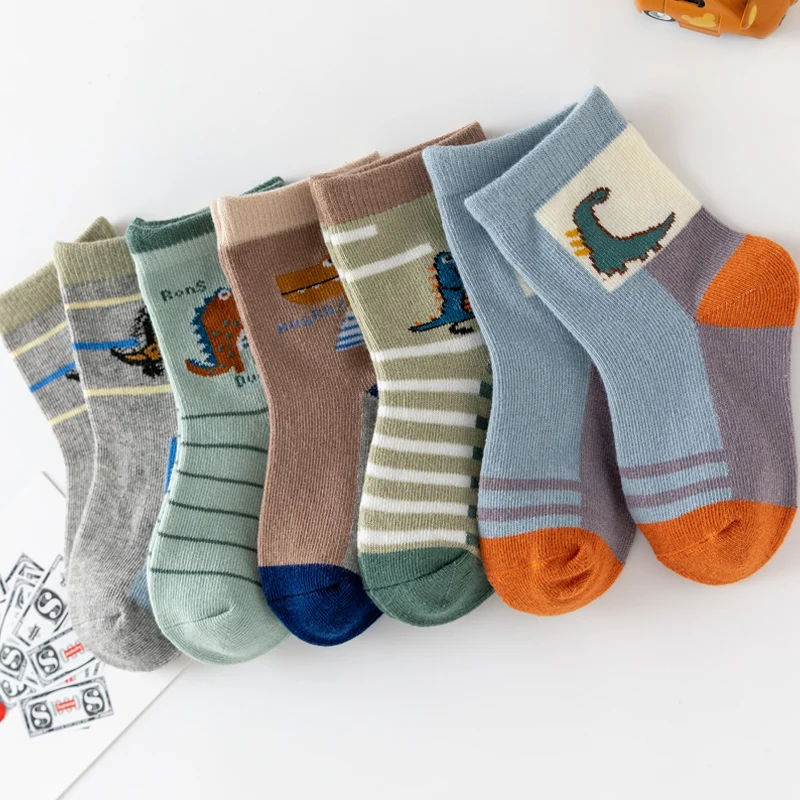 Children's Socks Spring and Autumn Boys' Socks Cartoon Cotton Socks Boys' Baby Pure Cotton Mid Length Socks 1-12 Years Old