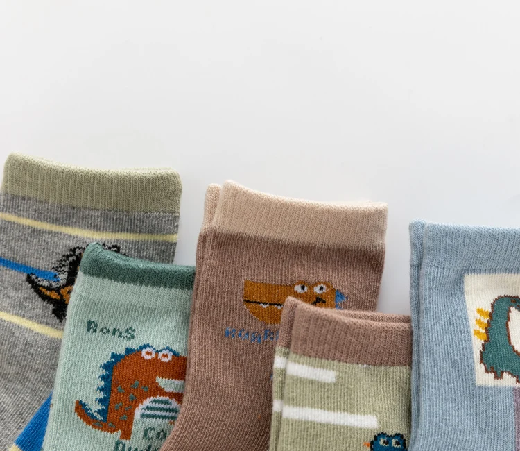 Children's Socks Spring and Autumn Boys' Socks Cartoon Cotton Socks Boys' Baby Pure Cotton Mid Length Socks 1-12 Years Old