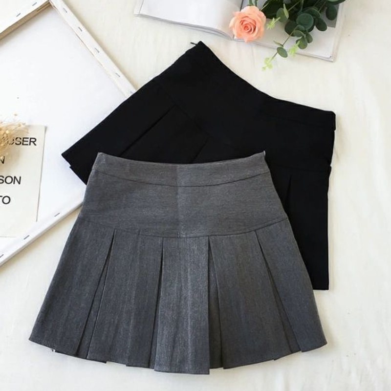 MEXZT Harajuku Pleated Skirt Women Streetwear High Waist Black Mini Skirts Korean Preppy School Uniform All Match A Line Skirt