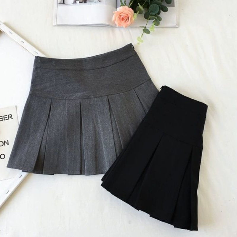 MEXZT Harajuku Pleated Skirt Women Streetwear High Waist Black Mini Skirts Korean Preppy School Uniform All Match A Line Skirt