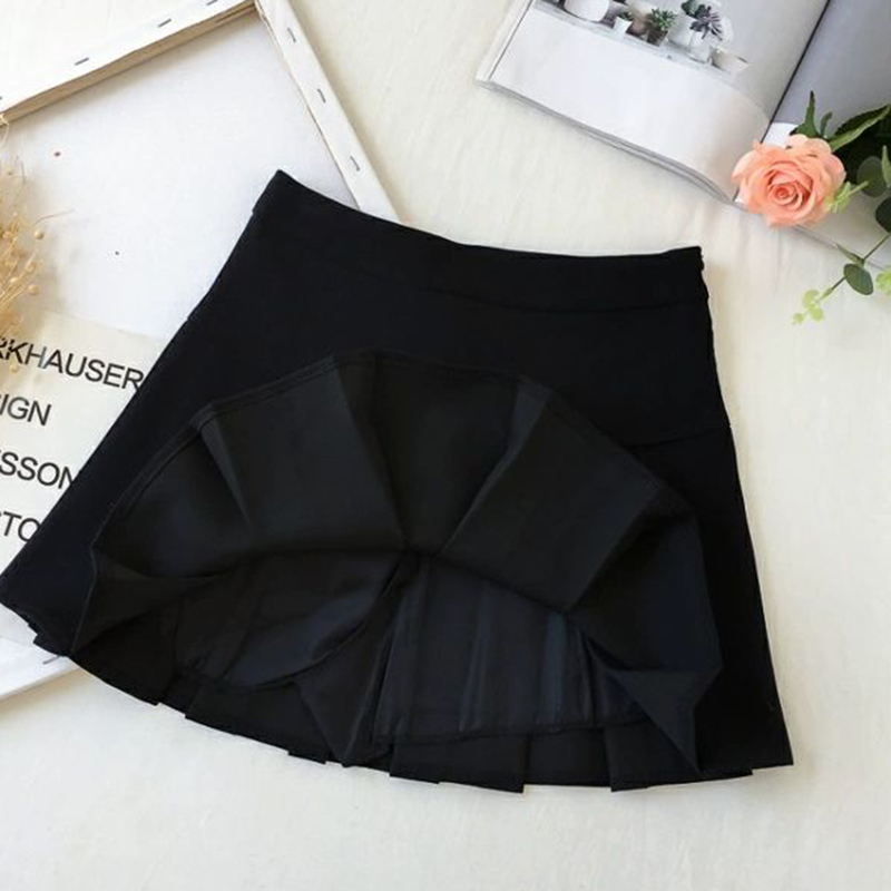 MEXZT Harajuku Pleated Skirt Women Streetwear High Waist Black Mini Skirts Korean Preppy School Uniform All Match A Line Skirt