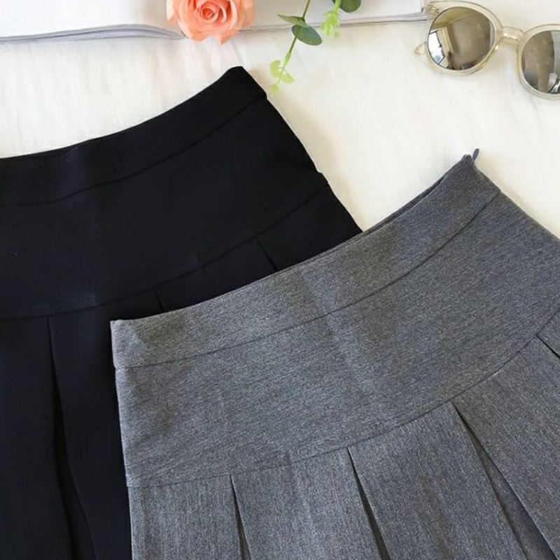 MEXZT Harajuku Pleated Skirt Women Streetwear High Waist Black Mini Skirts Korean Preppy School Uniform All Match A Line Skirt