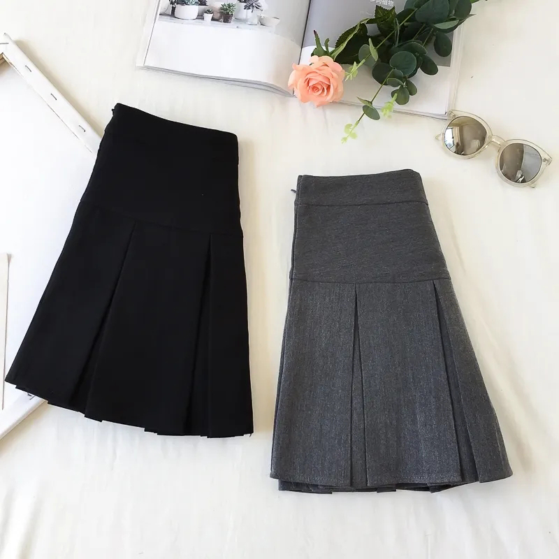 MEXZT Harajuku Pleated Skirt Women Streetwear High Waist Black Mini Skirts Korean Preppy School Uniform All Match A Line Skirt