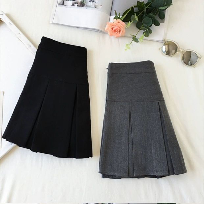 MEXZT Harajuku Pleated Skirt Women Streetwear High Waist Black Mini Skirts Korean Preppy School Uniform All Match A Line Skirt