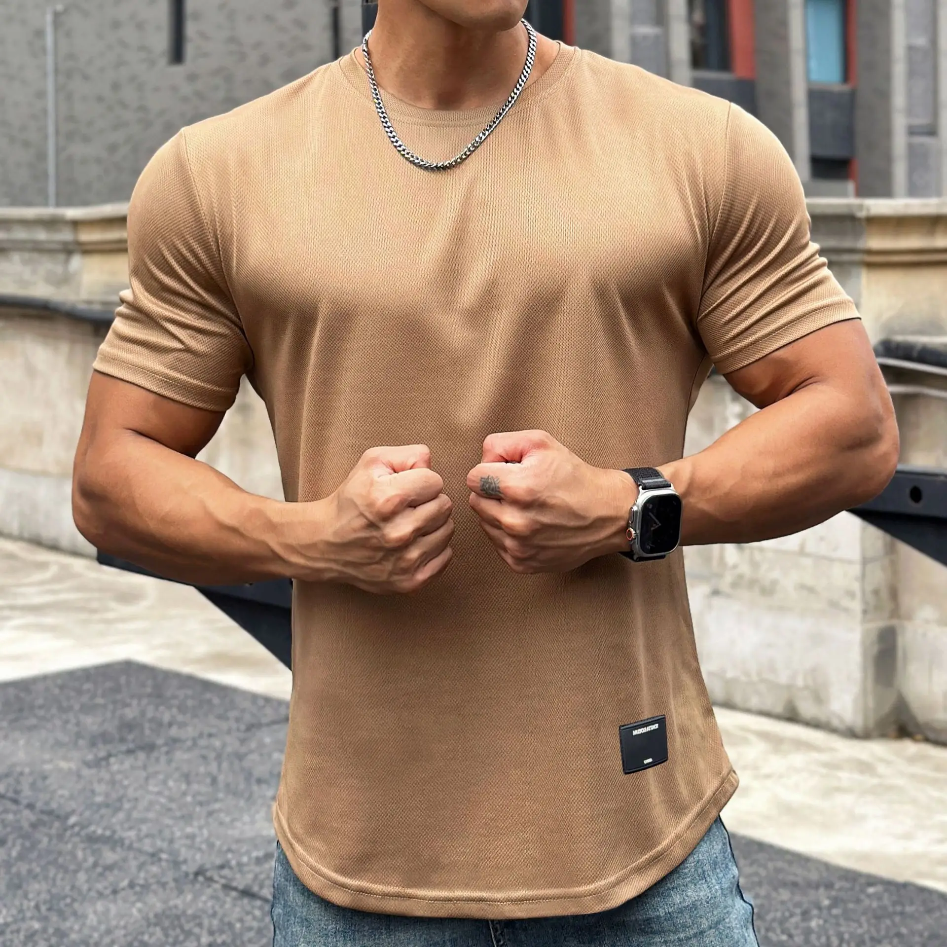 2024 New Men Summer Short Sleeve Fitness T Shirt Running Sport Gym Muscle T Shirt Workout Casual High Quality Tops Clothing
