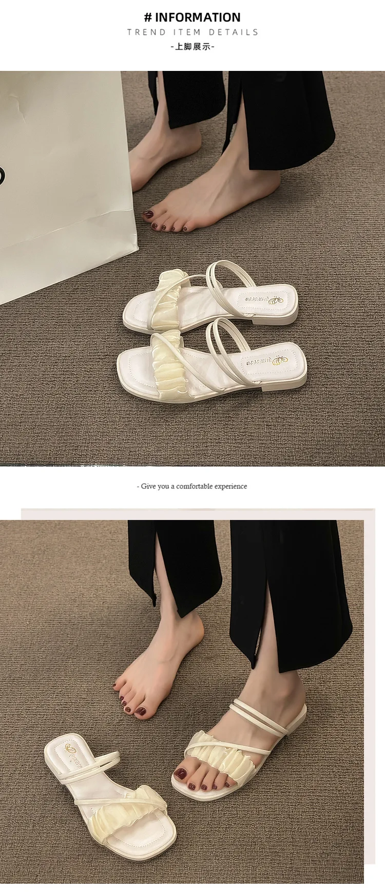 2023 Fashion Woman Sandals Women Sandals Ladies Square Heels Elegant Summer Slippers Outside Cross Tied Leather Female Slides