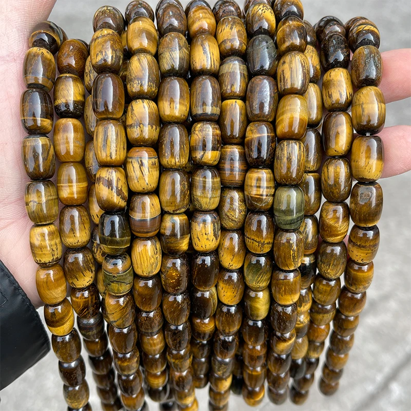 10*14mm Natural Yellow Tiger Eye Stone Barrel Shape Beads Smooth Loose Spacer For Jewelry Making Diy Necklace Bracelet Accessory