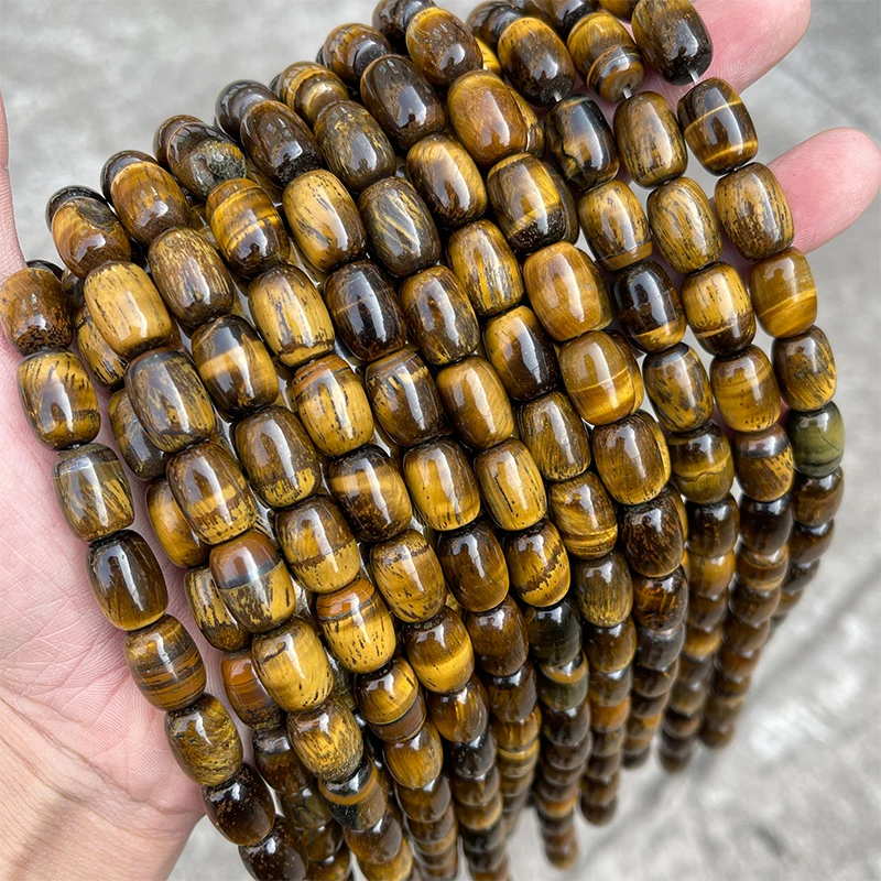 10*14mm Natural Yellow Tiger Eye Stone Barrel Shape Beads Smooth Loose Spacer For Jewelry Making Diy Necklace Bracelet Accessory