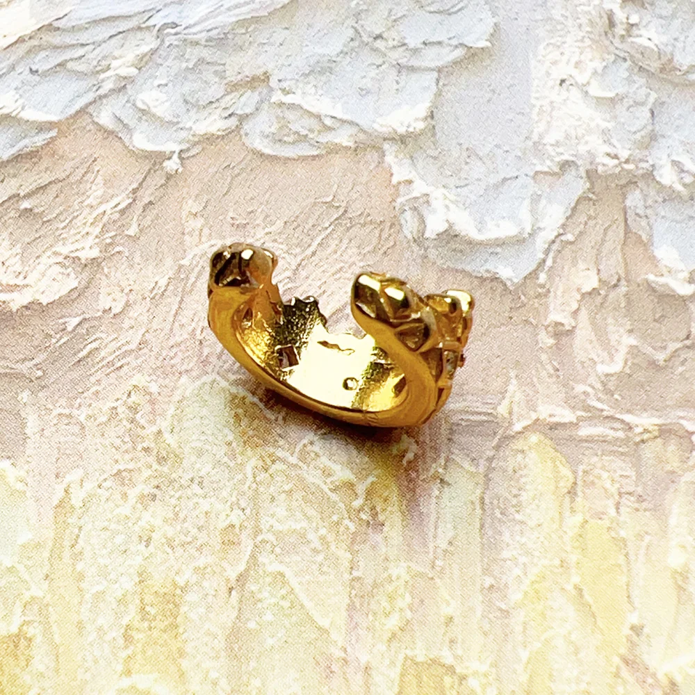 Single Ear Cuff Crown Gold Europe Style Brand New Fine Jewelry Vintage Gift For Women 925 Sterling Silver