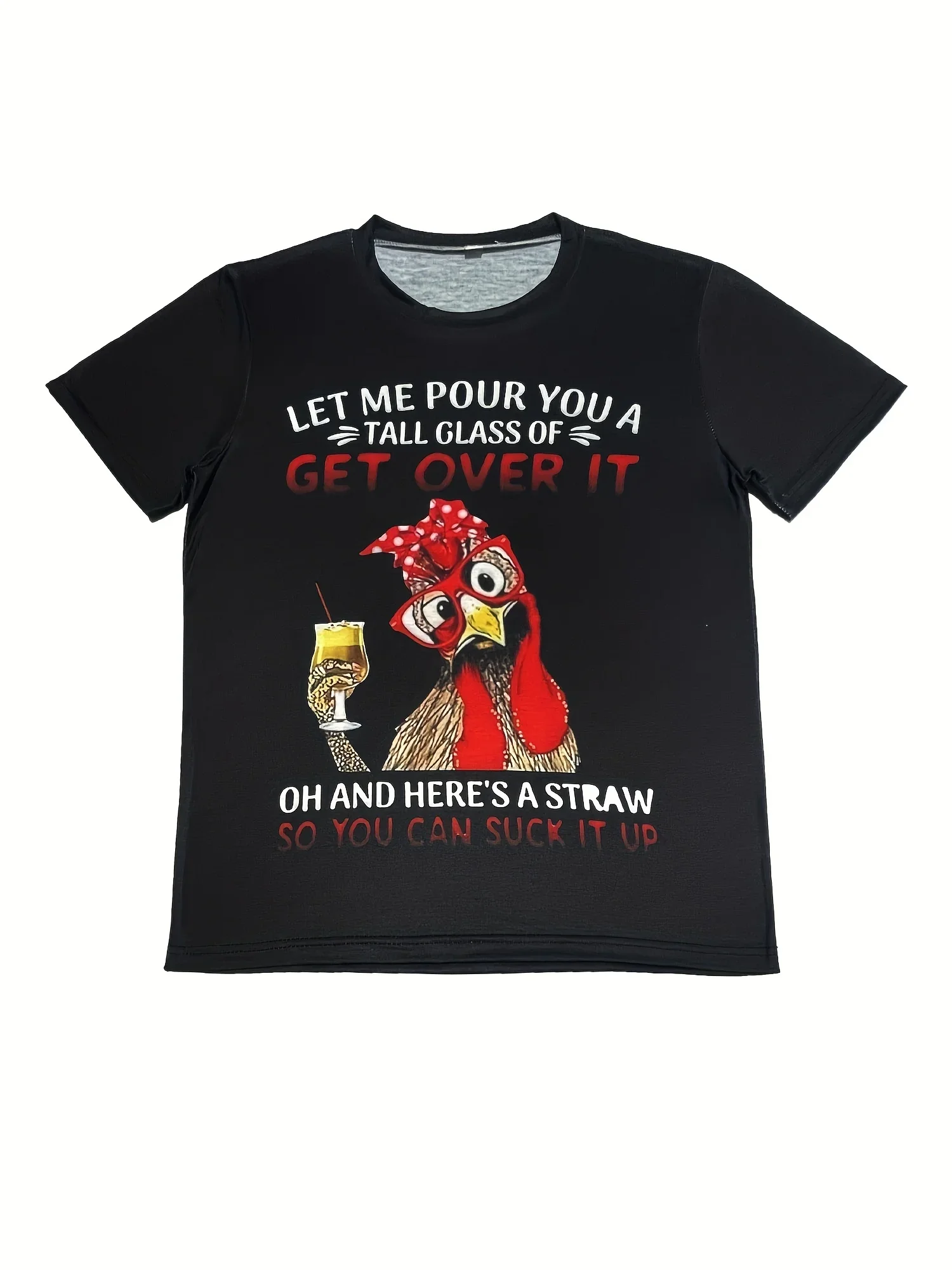 Cartoon Chicken Print T-Shirt Casual Short Sleeve Top For Spring & Summer Women's Clothing