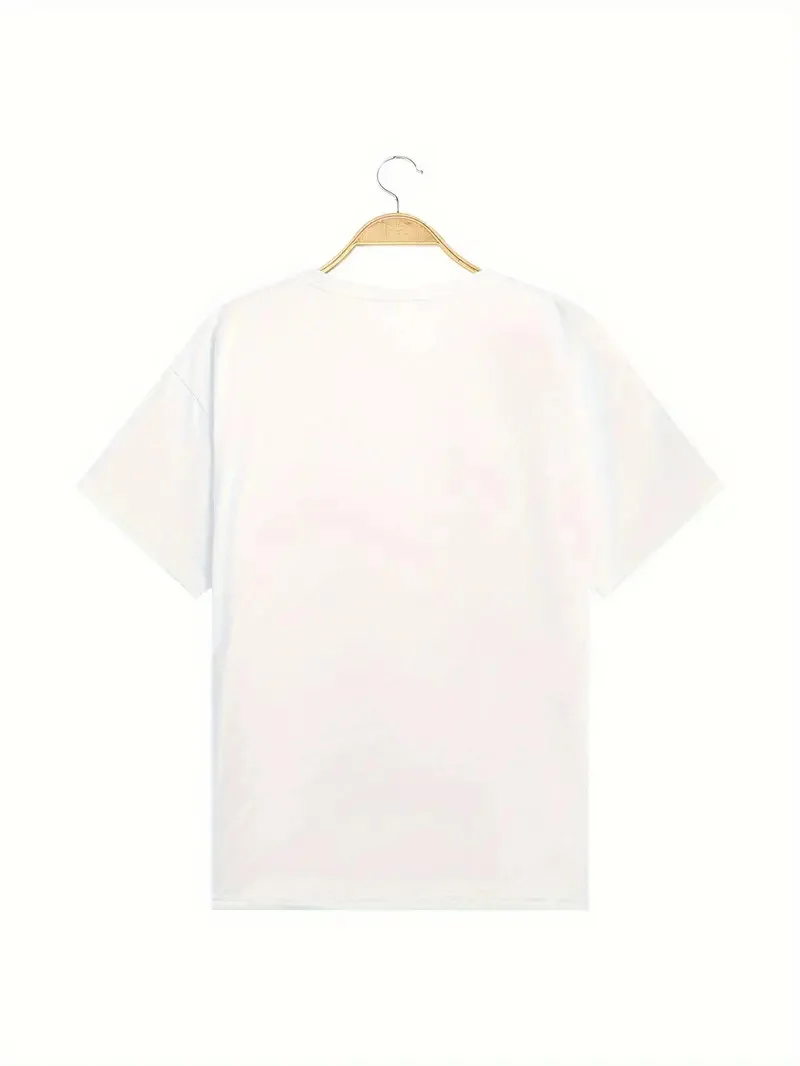 Cartoon Chicken Print T-Shirt Casual Short Sleeve Top For Spring & Summer Women's Clothing