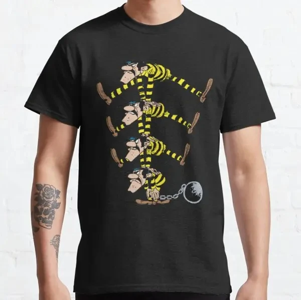 Lucky Luke Cartoon Daltons Tshirt Retro T Shirt Grunge Men Clothing Harajuku Anime Shirt Ropa Hombre Roupas Masculinas Camisetas