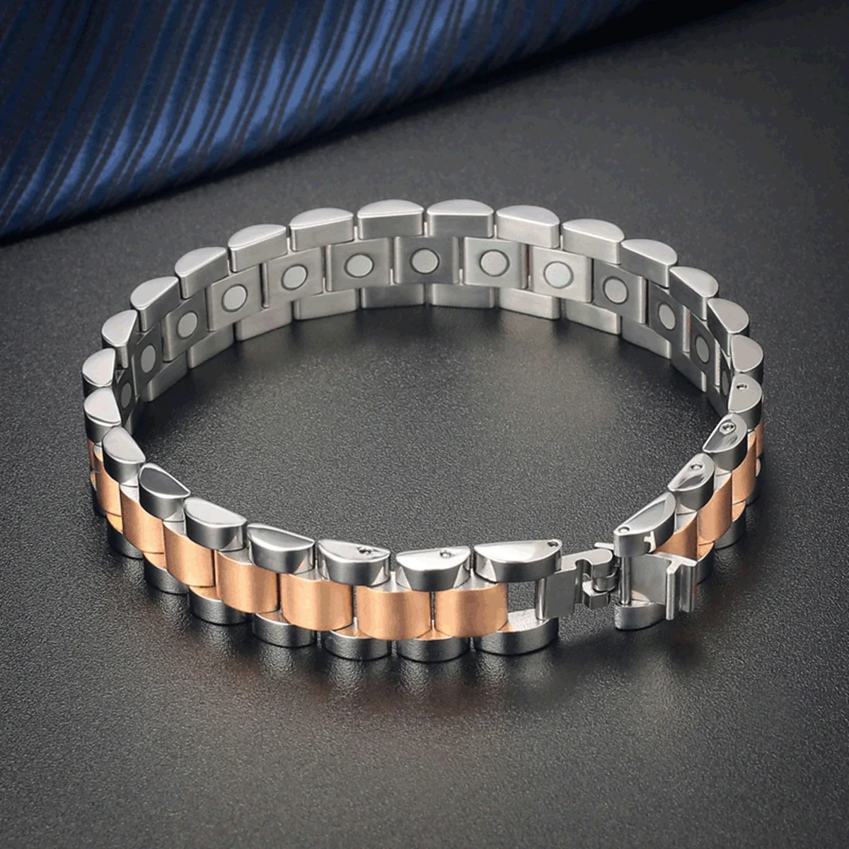 Titanium Steel Hematite Magnetic Energy Link Bracelet Stainless Steel Fashion Jewelry