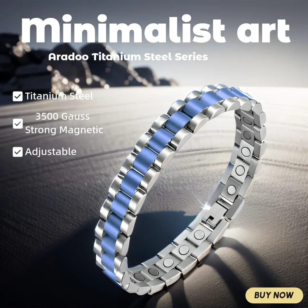 Titanium Steel Hematite Magnetic Energy Link Bracelet Stainless Steel Fashion Jewelry