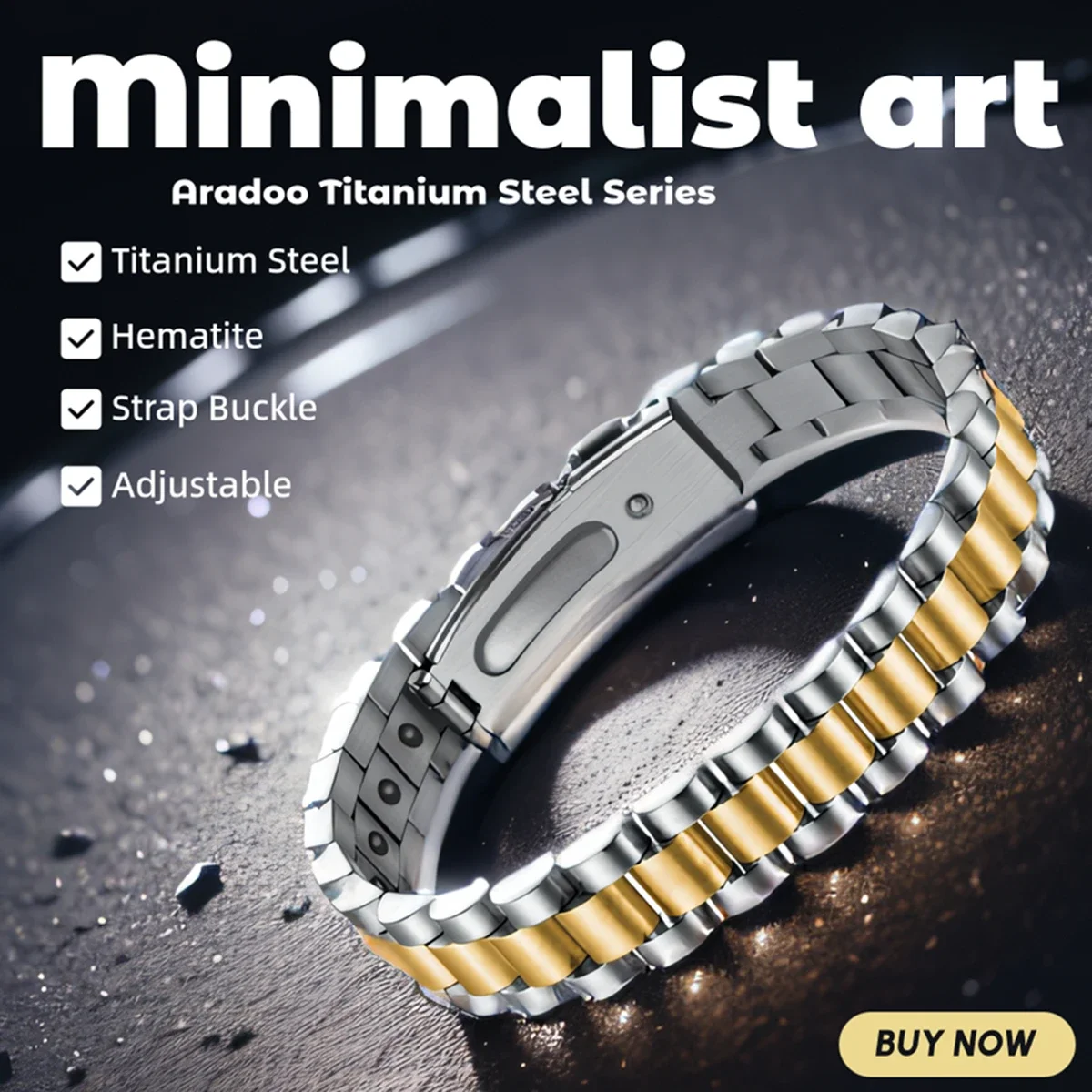 Titanium Steel Hematite Magnetic Energy Link Bracelet Stainless Steel Fashion Jewelry