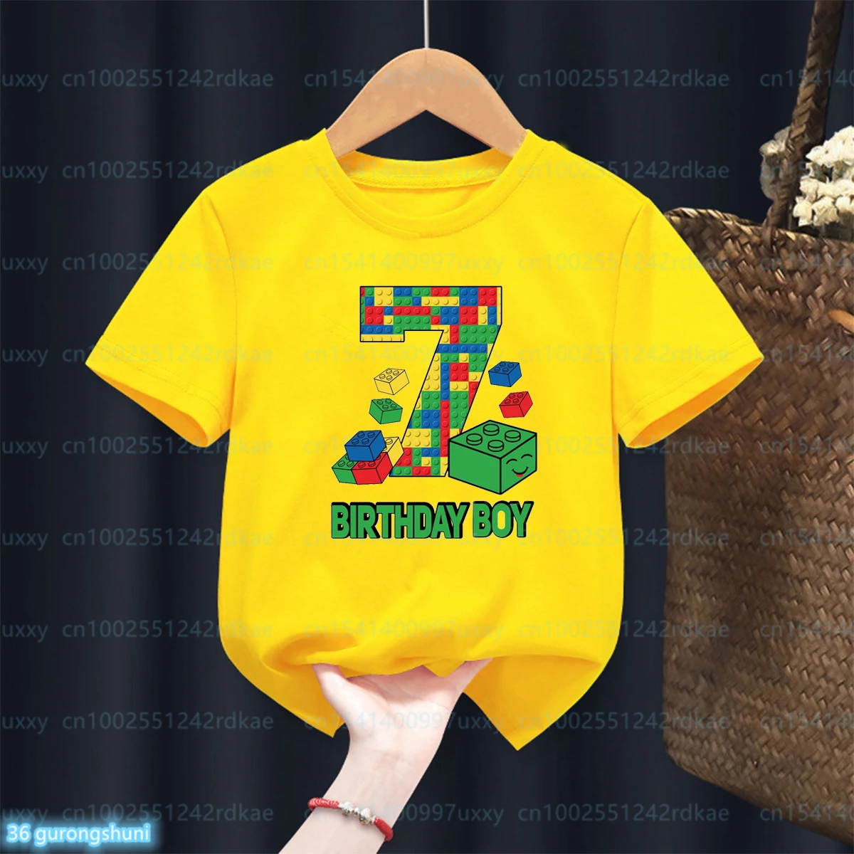 Fashion New Boy T-Shirt Funny Building Blocks 1-10 Birthday Kids T Shirt Summer O-Neck Shirt Tops For Kids Birthday Gift Tshirt