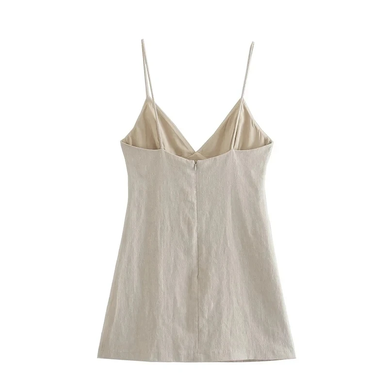 Women Chic Fashion Sleeveless Lnlay Mini Dress Vintage Thin Straps Summer Female Dresses Vestidos Mujer