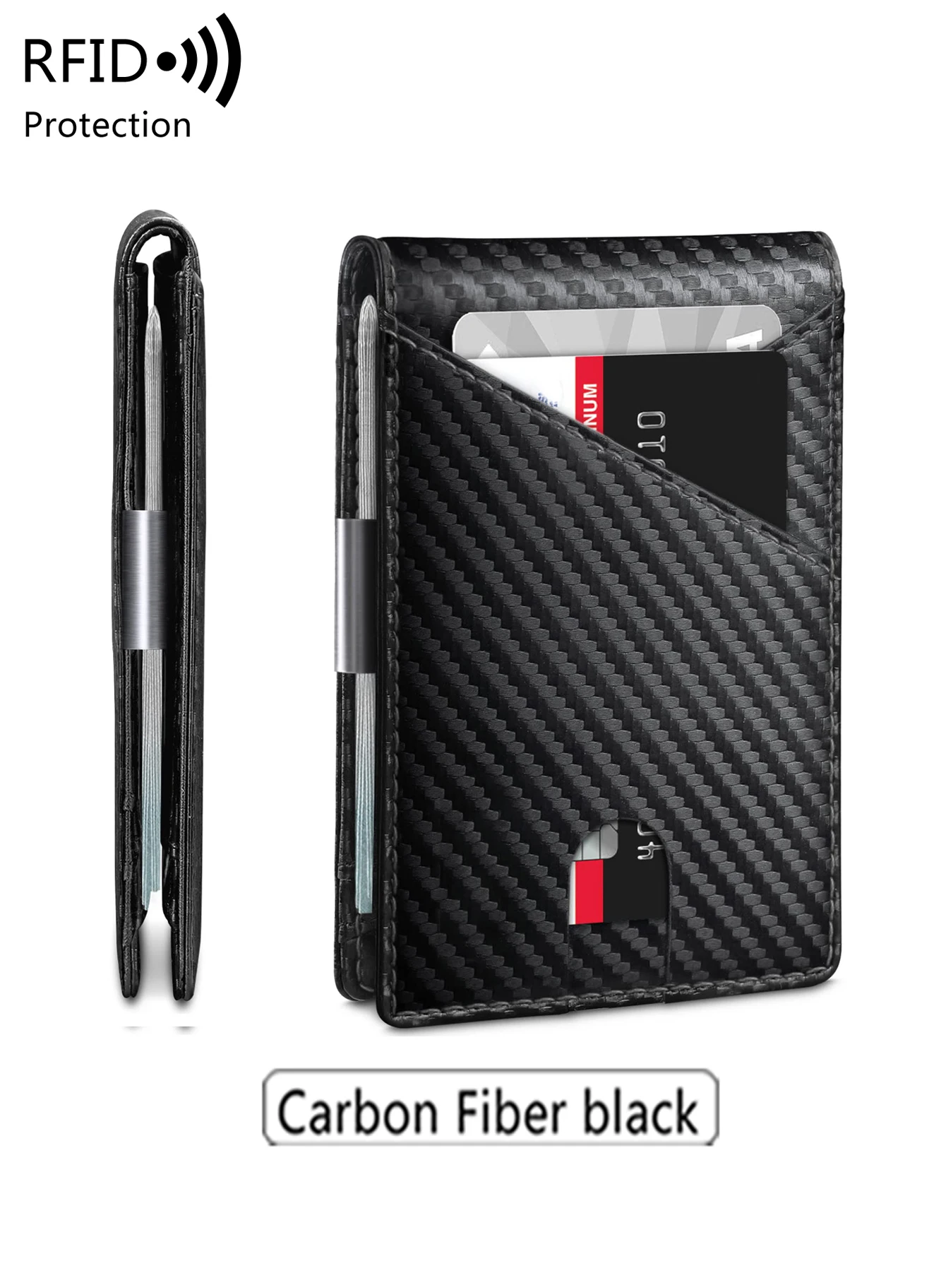 Minimalist Men's Wallet RFID Anti-Theft Brush Double Fold Cross Front Pocket Portable Card Holder 12 Card Multifunctional Wallet