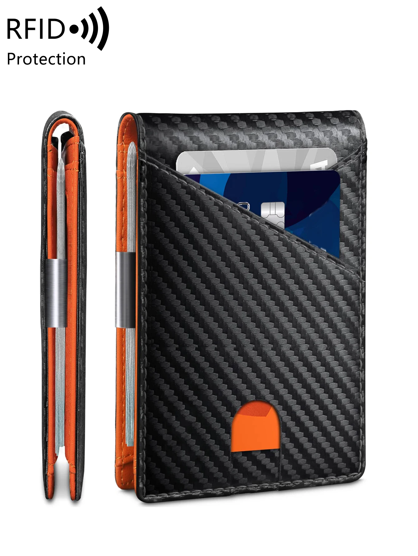 Minimalist Men's Wallet RFID Anti-Theft Brush Double Fold Cross Front Pocket Portable Card Holder 12 Card Multifunctional Wallet