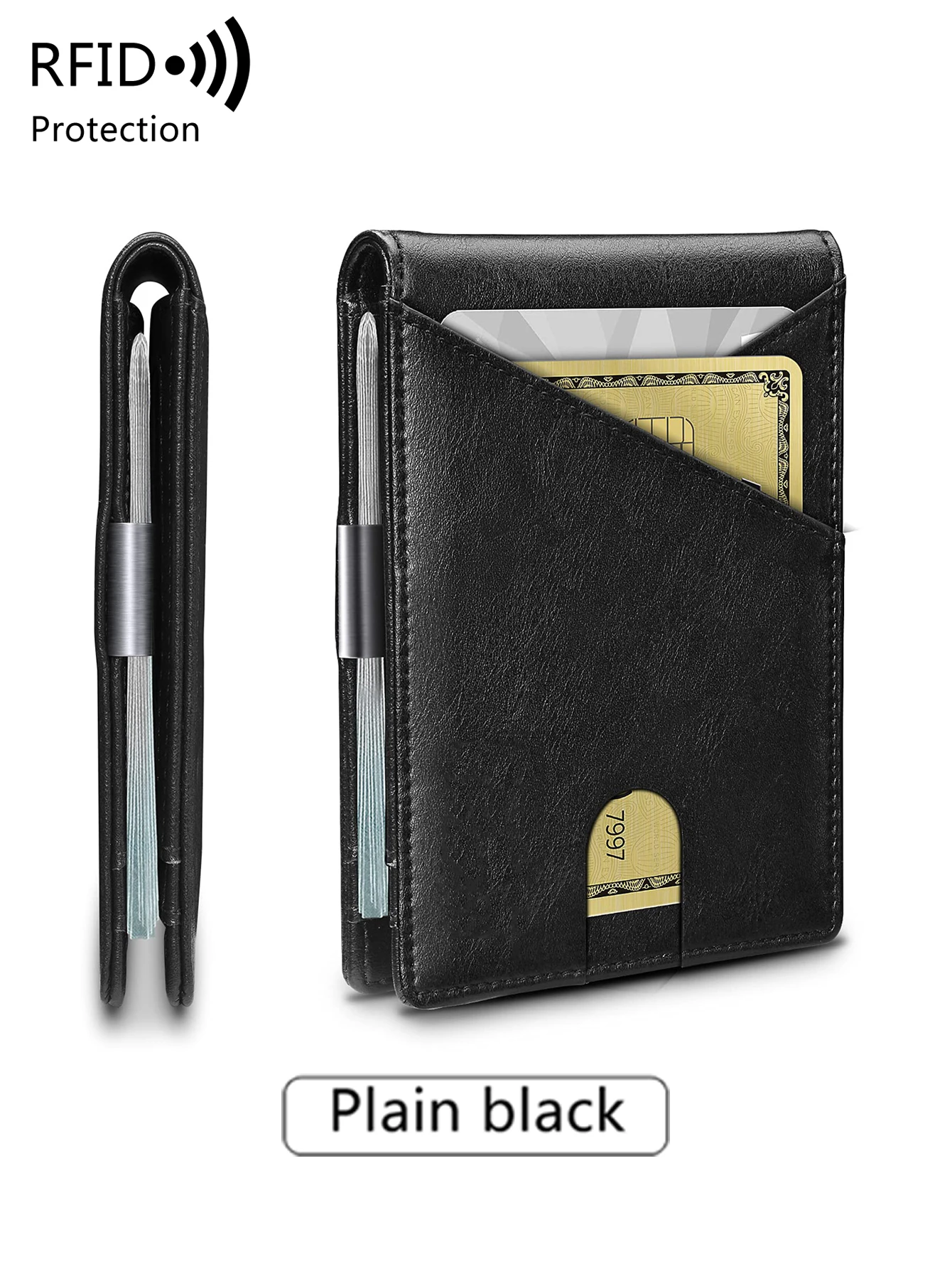 Minimalist Men's Wallet RFID Anti-Theft Brush Double Fold Cross Front Pocket Portable Card Holder 12 Card Multifunctional Wallet