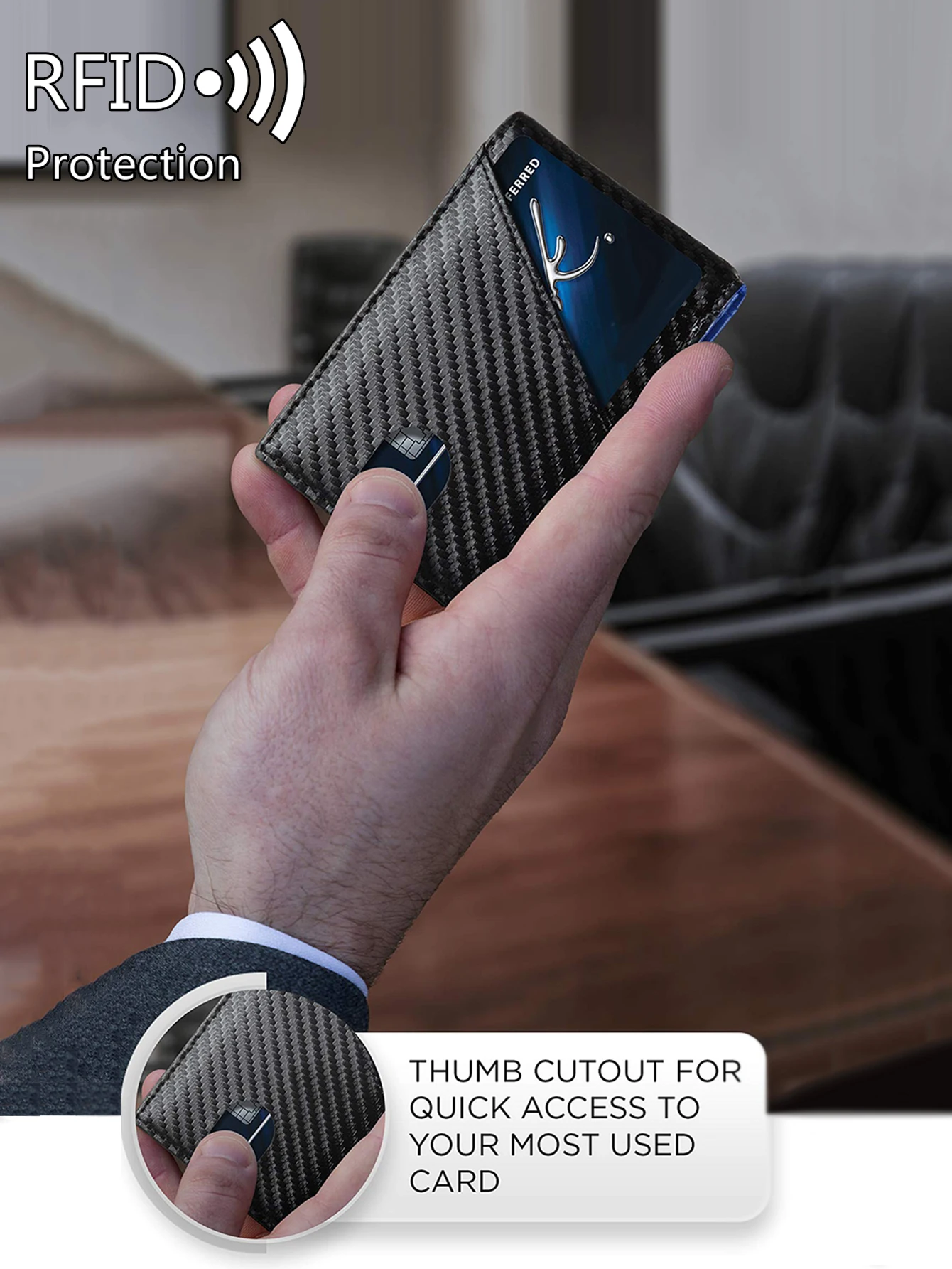 Minimalist Men's Wallet RFID Anti-Theft Brush Double Fold Cross Front Pocket Portable Card Holder 12 Card Multifunctional Wallet