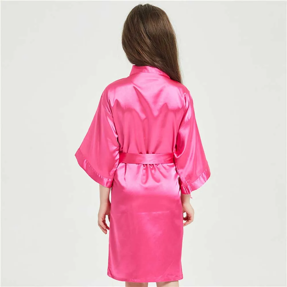 12 Colors Satin Robes for Girls Baby Kids Sleepwear Red White Pink Kimono For Spa Wedding Party Girls Nightgowns Summer BathRobe