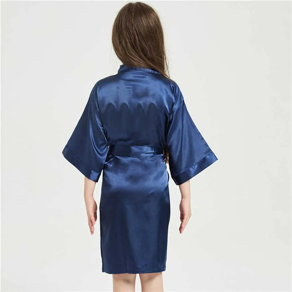 12 Colors Satin Robes for Girls Baby Kids Sleepwear Red White Pink Kimono For Spa Wedding Party Girls Nightgowns Summer BathRobe